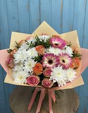 Букет цветов из:  Розы, Герберы и Хризантемы в Заметчино