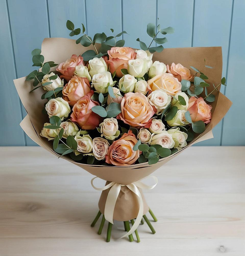 Букет цветов из: Альстромерии и Розы в Заметчино