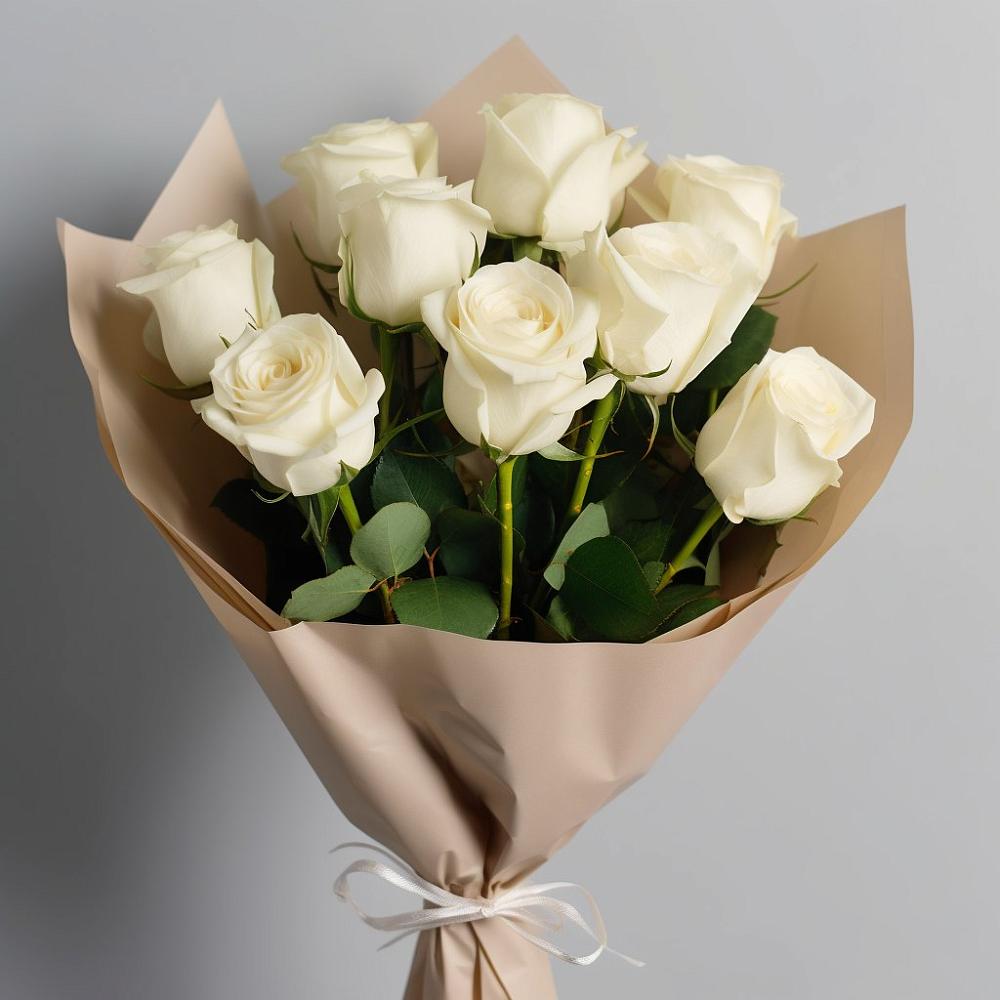 Букет 9 Белых роз Эдлесс Лав в Заметчино