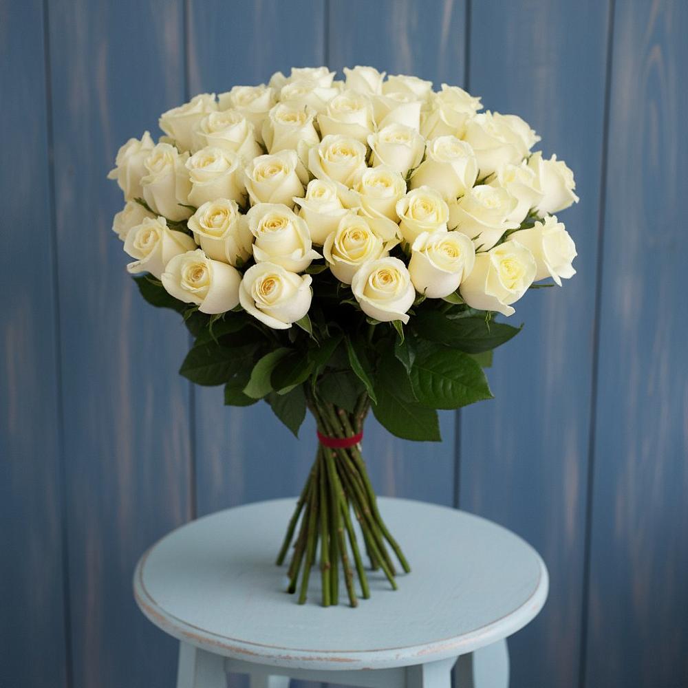 Букет 51 Белая роза Эдлесс Лав в Заметчино