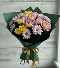 Букет цветов из:  Хризантемы и Розы в Заметчино