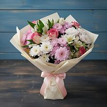 Букет цветов из:  Хризантемы, Альстромерии и Розы в Заметчино