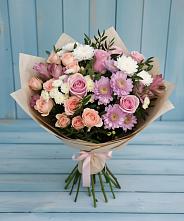 Букет цветов из:  Хризантемы, Розы и Альстромерии в Заметчино