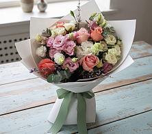 Букет цветов из:  Розы, Лизиантусы и Гвоздики в Заметчино