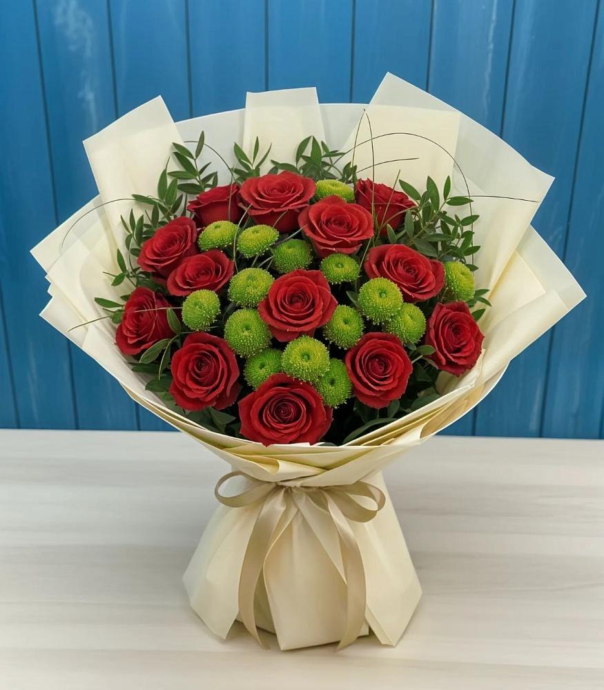 Букет цветов из: Розы и Хризантемы в Заметчино