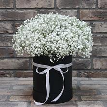 Цветочная композиция из Гипсофила в шляпной коробке в Заметчино